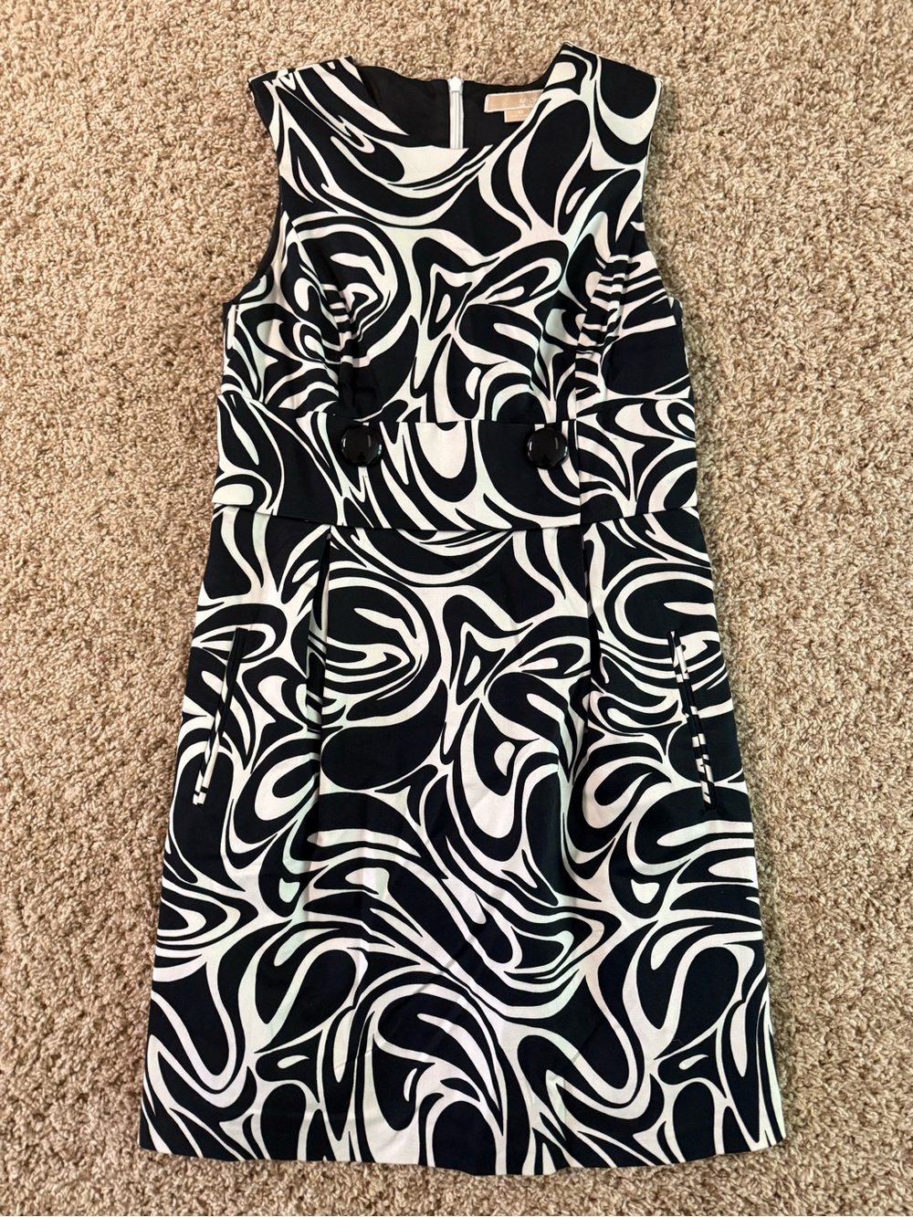 MICHAEL Michael Kors Black & White Swirl Sheath Dress